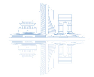廊坊城市标志建筑线条插画