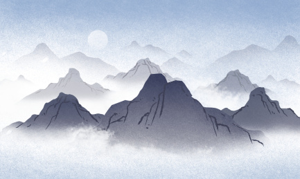 中国风抽象艺术雪山诗意水墨画