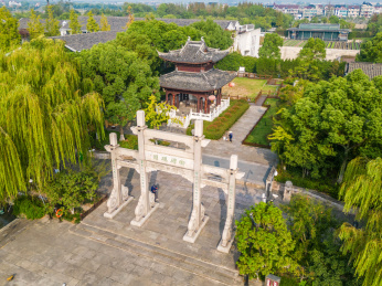 杭州临平塘栖御碑公园航拍