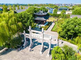 杭州临平塘栖御碑公园航拍