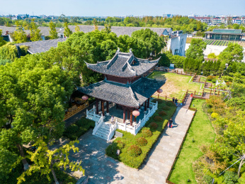 杭州临平塘栖御碑公园航拍