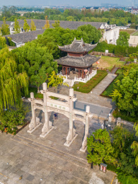 杭州临平塘栖御碑公园航拍