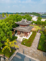 杭州临平塘栖御碑公园航拍