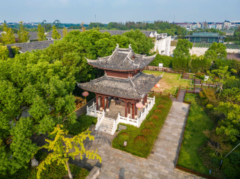 杭州临平塘栖御碑公园航拍