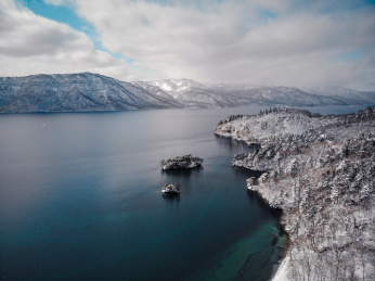 日本青森县十和田湖航拍