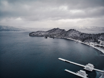 日本青森县十和田湖航拍