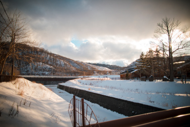 日本北海道冬天的风光