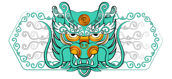 十二生肖龙中国风纹样潮流印花图案矢量插画