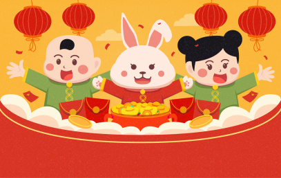 兔年福娃矢量插画
