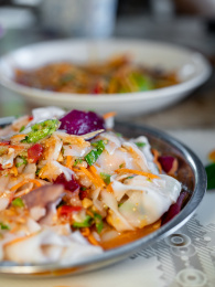 云南普洱特色美食舂米干 特写镜头