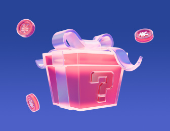 3D红紫色水晶质感盲盒礼盒金币创意素材