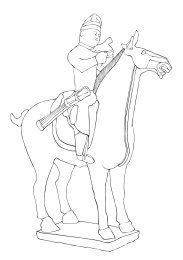 狩猎骑马陶俑国潮插画