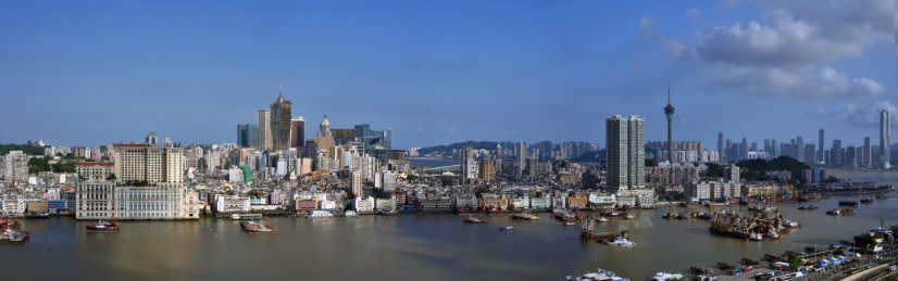 中国澳门半岛城市建筑风光全景图