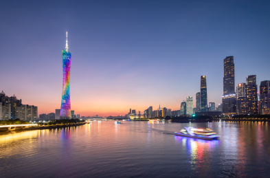 中国广东广州塔与珠江新城夜景