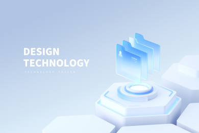 科技感档案文件夹概念智能渐变场景3D海报