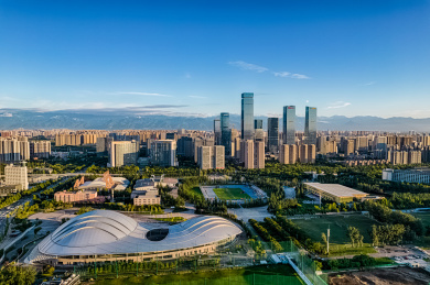 西安省体育训练中心锦业路CBD航拍