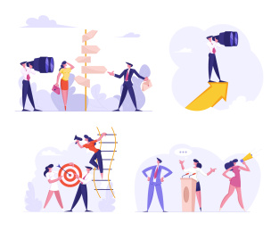 探索商机和发表演讲概念插画素材