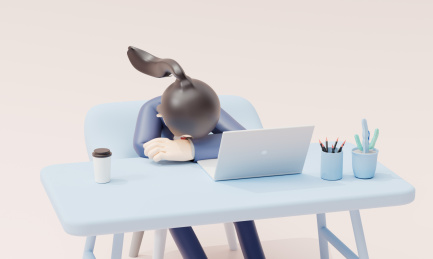 卡通商务人物趴在办公桌上休息