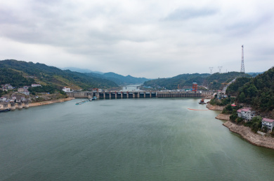 航拍湖南沅江五强溪大坝
