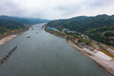 航拍中国湖南沅江五强溪大坝