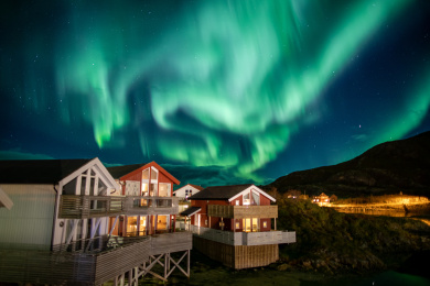 北欧挪威北极圈内的极光风光