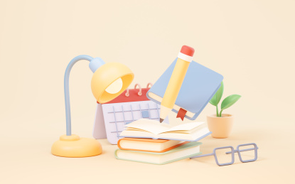 卡通风格读书与学习3D渲染