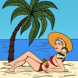 金发美女沙滩插图