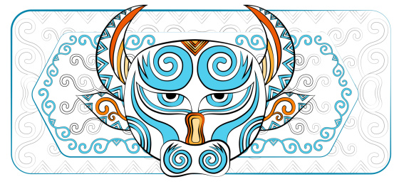 中国风牛十二生肖简约潮流印花纹样矢量插画