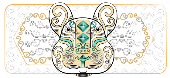 中国风兔十二生肖简约潮流印花纹样矢量插画