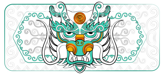 中国风龙十二生肖简约潮流印花纹样矢量插画