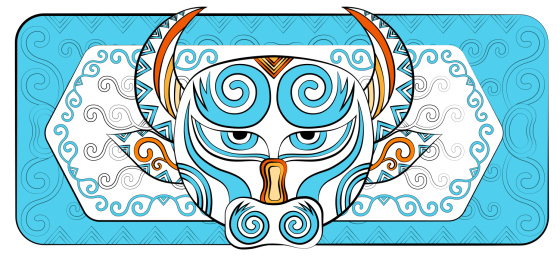 潮流中国风牛十二生肖时尚印花纹样矢量插画