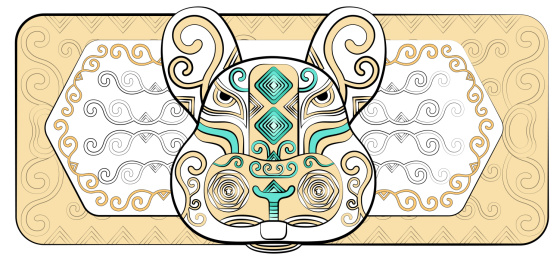 潮流中国风兔十二生肖时尚印花纹样矢量插画