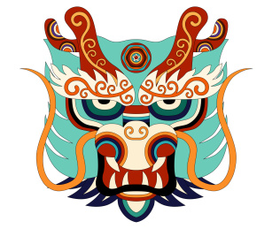 国潮十二生肖龙头传统装饰纹样卡通形象