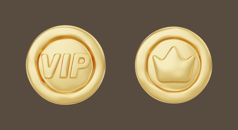 正面的尊贵VIP皇冠图形立体写实金币