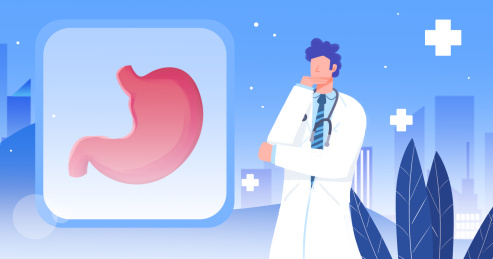 卡通手绘胃疼胃炎消化疾病治疗插画