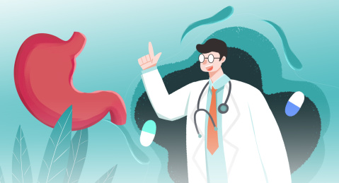 卡通手绘胃疼胃炎消化疾病治疗插画