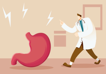 卡通手绘胃疼胃炎消化疾病治疗插画