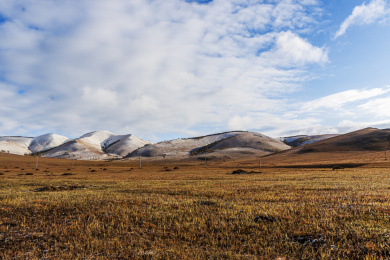 中国赤峰：雪后深秋的乌兰布统