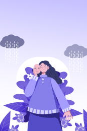 卡通手绘抑郁症孤独插画