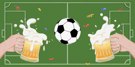 世界杯足球比赛干杯欢呼庆祝扁平纹理手绘插