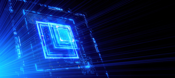 芯片金融科技赛博朋克人工智能三维渲染电路