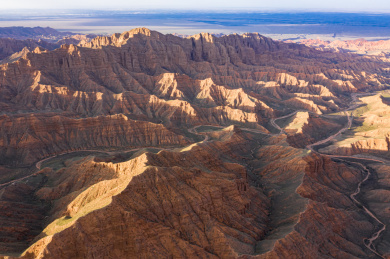 中国甘肃张掖祁连山丹霞丘陵航拍