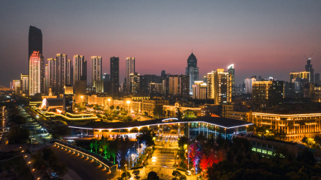 武汉汉口江滩江汉门城市夜景