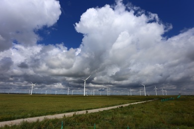 中国河北张北草原的风机