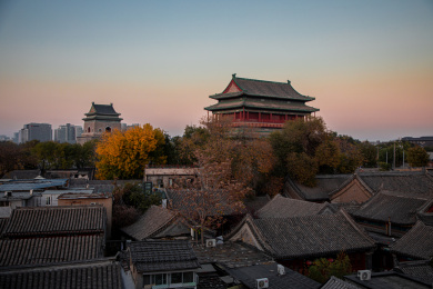 北京钟鼓楼夕阳