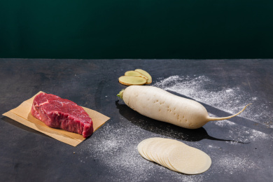 牛肉白萝卜饺子皮食材放一在起