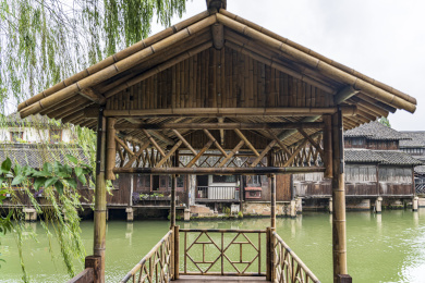 浙江嘉兴乌镇东栅江南水乡老桥水流