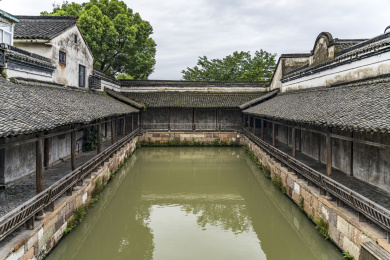 浙江嘉兴乌镇东栅江南水乡老桥水流