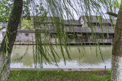 浙江嘉兴乌镇东栅江南水乡老桥水流