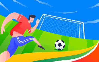 世界杯比赛踢足球狂欢专业体育运动训练插画